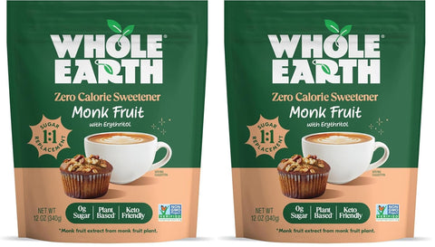 WHOLE EARTH Monk Fruit Sweetener with Erythritol, Plant-Based Sugar Alternative, 4LBS