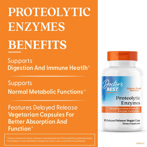 Doctor'S Best Proteolytic Enzymes Supplement For Men & Women - Supports Protein Digestion Caps For Digestive Wellness Bromelain Protease & Papain Blend Supports Metabolic Health 90 Veg Capsules