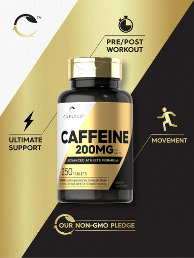 Carlyle Caffeine Pills 200Mg | 250 Tablets | Advanced Athlete Formula | Vegetarian, Non-Gmo & Gluten Free Supplement