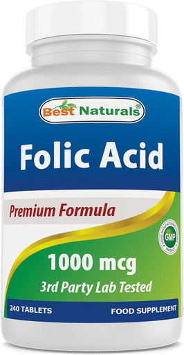 Best Naturals Folic Acid 1000 mcg & Magnesium Oxide 500 mg