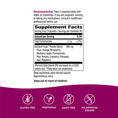 Nature'S Way Orchard Fruits Powder Blend, 12 Fruit Blend, 900Mg Per Serving, 60 Capsules