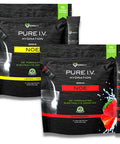 Karamd Pure I.V. - Doctor Formulated Electrolyte Powder Drink Mix 2 Flavor Bundle Refreshing & Delicious Hydrating Packets With Vitamins & Minerals 1 Lemon Lime & 1 Strawberry Bag (32 Sticks)
