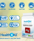Health4All Magnesium Citrate 750mg 90 Capsules (V) (225mg Elemental Magnesium) Purest
