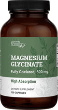 Earth Harmony Pure Magnesium Glycinate 500Mg - Chelated Magnesium Supplement, High Absorption Vegan Magnesium, Magnesium Glycinate Capsules For Sleep, Glicinato De Magnesio With Organic Mct Powder (120 Capsules)