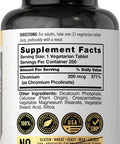 Chromium Picolinate 200Mcg | 250 Tablets | Vegetarian, Non-Gmo, Gluten Free Supplement | By Carlyle