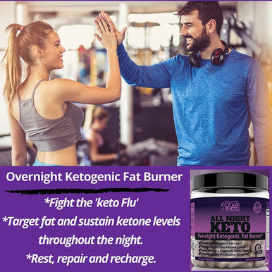 CLEAN+LEAN ALL NIGHT KETO: First Ever Overnight Ketogenic Fat Burner & Sleep Aid | Keto boosters+Coconut Oil + Vitamins & Immunity Complex 60 Caps