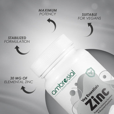 Ambrosial Ambrosial Zinc 30mg 60 Veg Capsules (Pack of 1-60 Capsules)