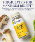 Solaray Vitamin D3 + K2 | for Immune Support, Calcium Absorption, and Support for Healthy Cardiovascular System & Arteries | Non-GMO & No Soy (120 CT)