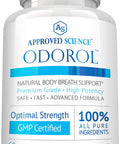 Approved Science Odorol 60 Capsules Freshen Bad Breath and Body Odor Contains L.acidophilus Green Tea Magnolia Bark Peppermint Oil and Fennel All Natural Vegan Friendly NonGMO