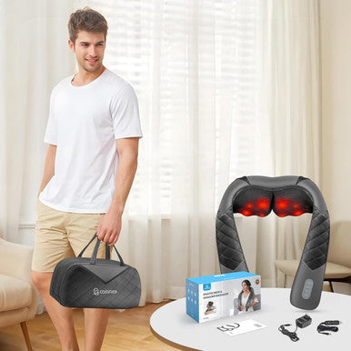 Comfier Shiatsu Neck Shoulder Massager, Back Massager With Heat, Christmas Gifts For Mom Dad Deep Tissue 4D Kneading Pillow Massager With Portable Storage Bag, Home, Office And Car Use