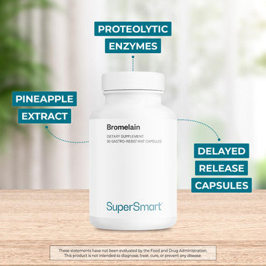 Supersmart Bromelain 1500 mg 3000 GDU Per Day Enzymes Extracted from Pineapple Roots Anti Inflammatory Supplement Digestive System Booster NonGMO Gluten Free 90 DR Capsules