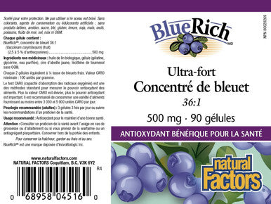 BlueRich by Natural Factors Super Strength Blueberry Concentrate Antioxidant Support for Overall Good Health 90 softgels 30 servings