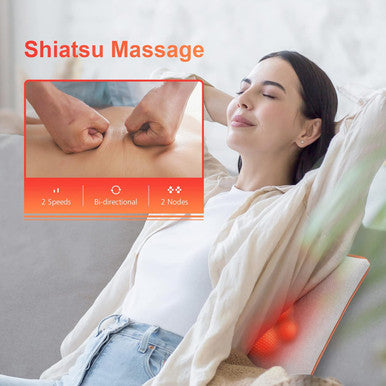 Comfier Rechargeable Back Massage Pad For Back Deep Tissue, Foldable Back Massage Chair Pad With Adjustable Intensity Shiatsu Back Massager With Heat, Gifts For Mom Dad Women Men