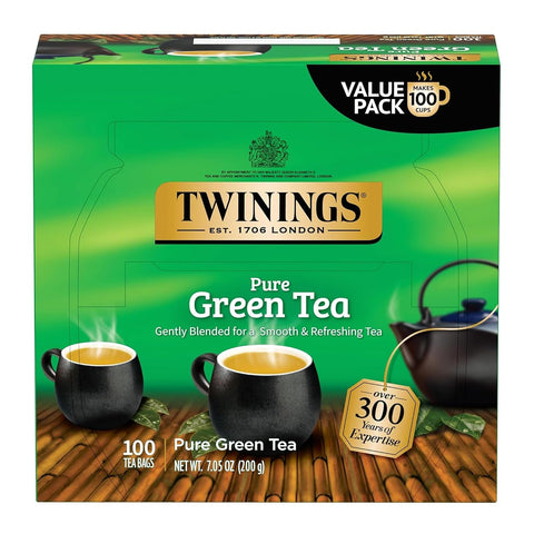 Twinings Lemon & Ginger, Caffeine-Free Herbal Tea Bags, 100 CT Box (1 Pack) | Spicy & Tangy, Ginger, Lemon Peel, Lemongrass, Blackberry Leaves, Soothe Digestion, 100 Foil Lined Individually Wrapped Bags