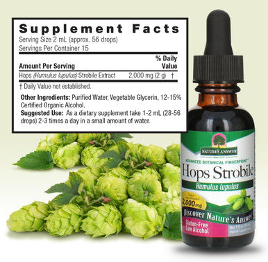 Nature'S Answer Hops Herb Extract with Organic Alcohol 1-Fluid Ounce | Promotes Cognitive Function | Natural Calming Stress Reliever | Natural Sleep Aid