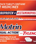 Motrin Dual Action with Tylenol Fast-Acting Long Lasting Pain Reliever with Ibuprofen & Acetaminophen for Minor Aches & Pains Ibuprofen (NSAID) 125 mg & Acetaminophen 250 mg