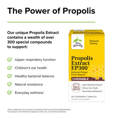 Terry ly Propolis Extract EP300 - 60 Chewable Tablets - Immune Support for Kids & - Non-GMO - 60 Servings