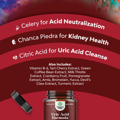Herbal Uric Acid Cleanse and Detox - Essential Daily Kidney Cleanse and Uric Acid Support for Adults - Joint Support Supplement and Detox Cleanse with Tart Cherry Extract Capsules for Men and Women