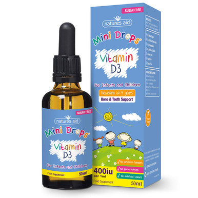 Natures Aid Vitamin D3 Mini Drops For Infants And Children Sugar Free 50 Ml