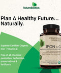 Futurebiotics Iron + Vitamin C, USDA Certified Organic, 90 Vegetarian Tablets
