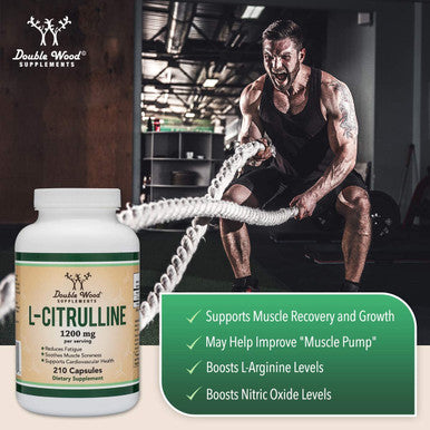 L Citrulline Capsules 1200mg Per Serving 210 Count LCitrulline Increases Levels of LArginine and Nitric Oxide Muscle Recovery Supplement Improve Muscle Pump by Double Wood Supplements