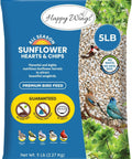 Happy Wings Sunflower Hearts & Chips - Sunflower Kernels and Chips Bird Food - 5 Lb No Mess, No Waste I No Grow Seed | Bird Seed for Wild Birds