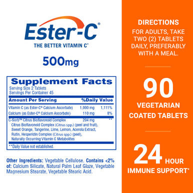 Ester-C 500 mg 24 Hour Vitamin C for Immune Support 90 Tablets