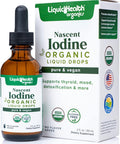 Liquidhealth Nascent Iodine Organic Liquid Liquid Iodine Drops Pure Iodine Supplement Thyroid Support & Immune Support Energy Supplement USDA Organic Vegan Colorless Tasteless Tincture