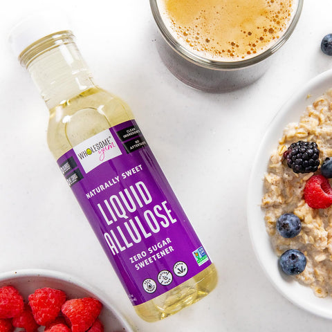 Wholesome Yum Liquid Allulose Sweetener (Syrup) - Natural Zero Calorie Keto Sugar Substitute - 0 Net Carbs, Gluten Free, No Erythritol, Non GMO (16.7 oz)