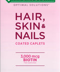 Nature's Bounty Optimal Solutions Hair Skin & Nails Formula With 3 000 Mcg Biotin 60 Coated Caplets