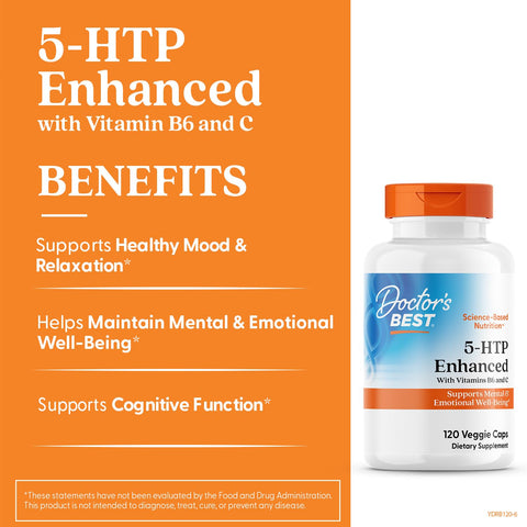 Doctor'S Best Doctors Best 5-Htp Enhanced With Vitamins B6 & C - Vegan 5 Htp Supplement For Women & Men Supports Mental & Emotional Well-Being For Adults Non-Gmo Gluten Free Soy Free 120 Veg Caps