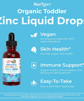 Maryruth Organics Toddler Liquid Ionic Zinc Sulfate with Organic Glycerin for Immune Support | Vegan | Formulated for Ages 1-3 | 1 Month Supply | 2 Fl Oz