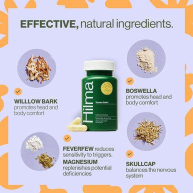 Hilma Natural Tension Headache Relief Supplements With Magnesium Boswellia And Feverfew