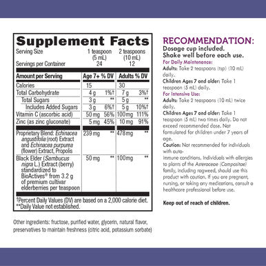 Nature's Way Sambucus Immune Elderberry Syrup, Herbal Supplements with Echinacea, Zinc, and Vitamin C, Gluten Free, Vegetarian, 4 Fl Oz (Packaging May Vary)