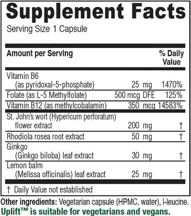 Vitanica Uplift Mood and Emotional Support Vegan/Vegetarian 60 Capsules