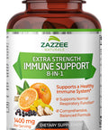 Zazzee Extra Strength 8-In-1 Immune Support, 1400 Mg Per Capsule, 180 Vegan Capsules, 1000 Mg Vitamin C, 1000 Iu Mg D3, Zinc