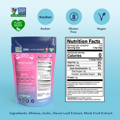 Sweetleaf Indulge Powder Sugar Replacement - All-Purpose Allulose and Monk Fruit Sweetener Blend with Inulin and Stevia Zero-Calorie Sugar Substitute Sugar- Baking Supplies 16 Oz