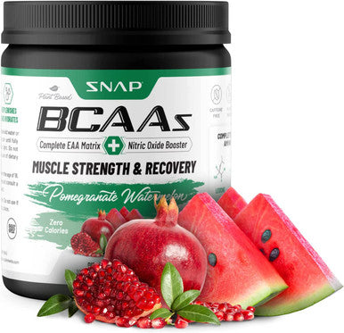 Snap BCAA Powder Essential Amino Supplement with Nitric Oxide Booster Pre Workout Powder Recovery Supplements Post Workout Muscle Strength BCAA for Women Men 30 Servings