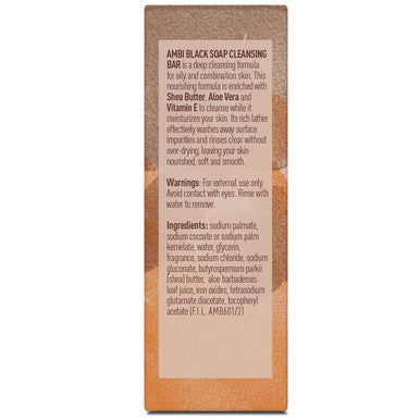 Ambi Black Soap Cleansing Bar Deep Cleansing Moisturizing Formula With Shea Butter + Vitamin E For Oily & Combination Skin 3.5 Oz - 12 Pack