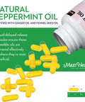 Maxi Health - Peppermint Oil with Ginger & Fennel Delayed Release Capsules - Digestion & Absorption Ingestible Dietary Supplement with Natural Essential Oil Ingredients - Digestive Health Support