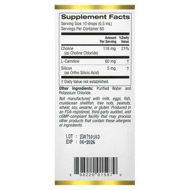 California Gold Nutrition Choline Silica Complex, 1 Fl Oz (30 Ml)