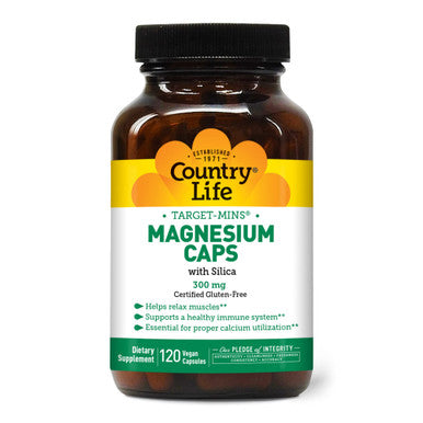 Country Life Target-Mins Magnesium With Silica 300 Mg 120 Vegetarian Capsules