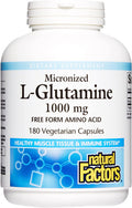 Natural Factors Micronized LGlutamine 1000 mg Supports Muscles and Immune Function 180 Capsules