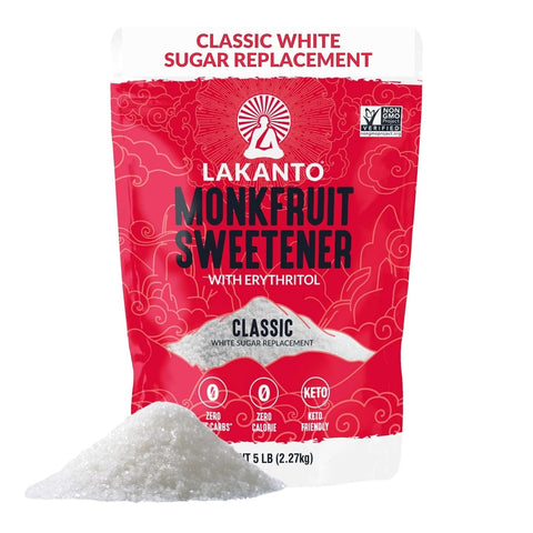 Lakanto Classic Monk Fruit Sweetener with Erythritol - White Sugar Substitute, Zero Calorie, Keto Diet Friendly, Zero Net Carbs, Baking, Extract, Sugar Replacement (Classic White - 8.29 oz)