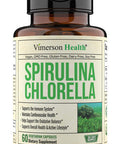 Spirulina Chlorella Green Superfood Capsules. Boosts Energy, Supports Cardiovascular Health. Antioxidant Properties for Detox and Cleanse