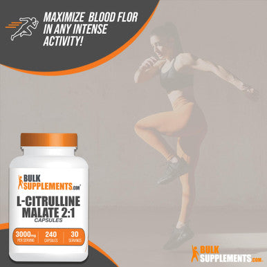 Bulksupplements.Com L-Citrulline Malate Capsules - L-Citrulline Dl-Malate 2:1, Citrulline Malate Supplement - Gluten Free, 8 Capsules Per Serving, 240 Capsules (Pack Of 1)