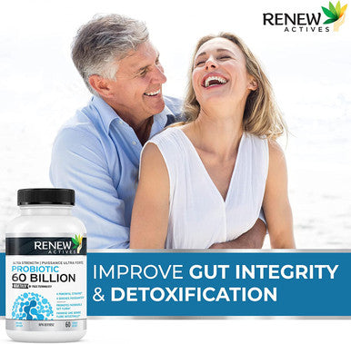 Renew Actives New Probiotics 60 Billion Cfu With Maktrek Bi-Pass Technology, Probiotics Made To Survive Stomach Acid With Advanced Absorption For Digestive Health, Immunity, & 60 Capsules!