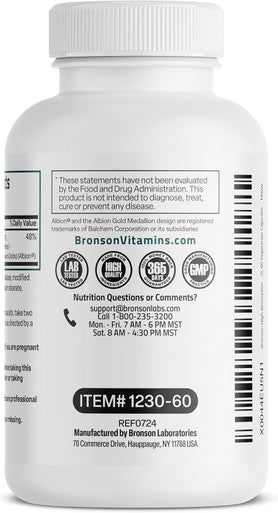 Bronson Magnesium Glycinate 200 Mg Per Serving Chelated For High Absorption, Gentle On Stomach, Non-Gmo, 60 Vegetarian Capsules