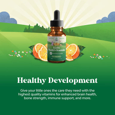 Liquid Multivitamin for Kids Immunity Support - Toddler Multivitamin Supplement with A C D3 E B1 B2 B3 B6 and D3 Liquid Vitamins for Kids and Infants - Liquid Multivitamin Drops with DHA for Kids