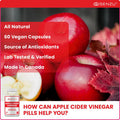 Apple Cider Vinegar Capsules with Prebiotics (1500 mg) - Antioxidant, Digestion, Fiber Supplement | Made in Canada